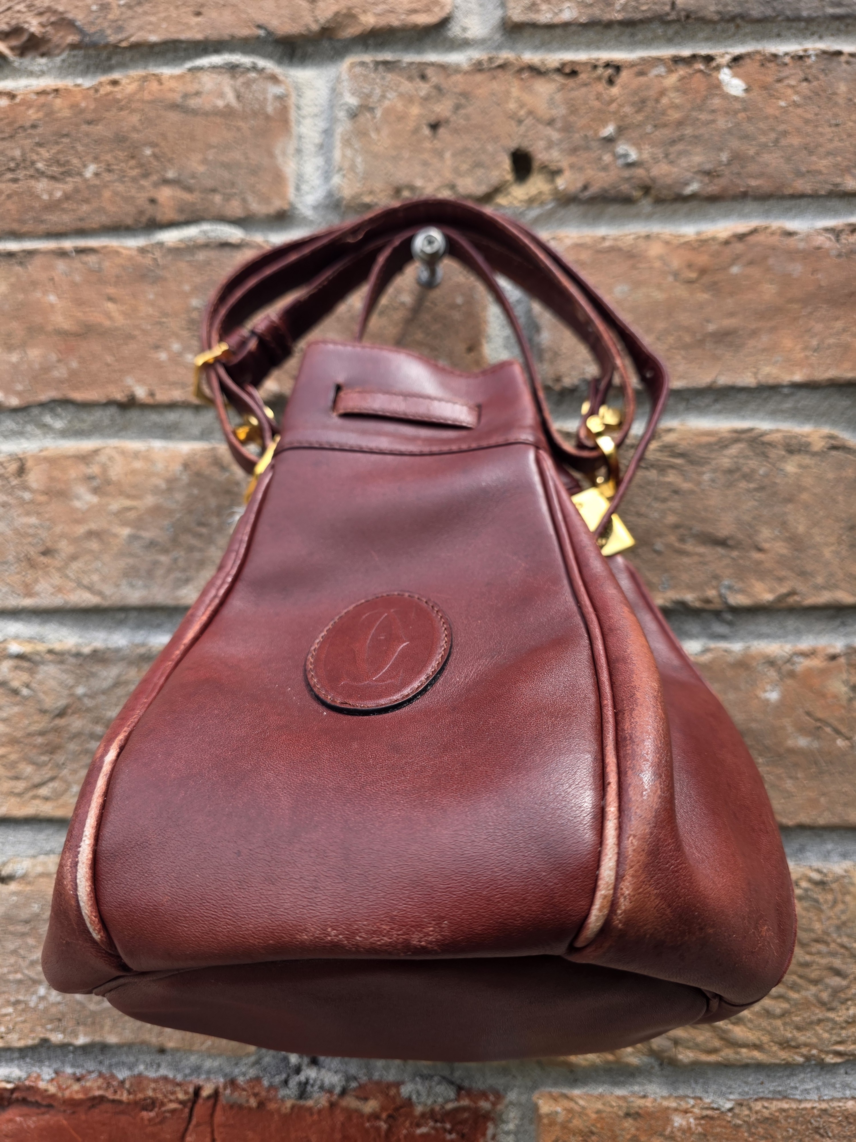 Authentic Vintage Cartier Burgundy Leather Shoulder Bag
